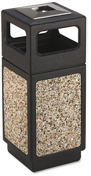 Safco® Canmeleon™ Aggregate Panel Receptacles,  Square, Aggregate/Polyethylene, 15gal, Black