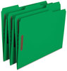 A Picture of product SMD-12140 Smead™ Top Tab Colored Fastener Folders 0.75" Expansion, 2 Fasteners, Letter Size, Green Exterior, 50/Box