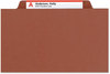 A Picture of product SMD-19099 Smead™ 100% Recycled Pressboard Classification Folders 3" Expansion, 3 Dividers, 8 Fasteners, Legal Size, Red Exterior, 10/Box