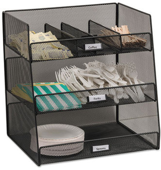 Safco® Onyx™ Breakroom Organizers 3 Compartments,14.63 x 11.75 15, Steel Mesh, Black
