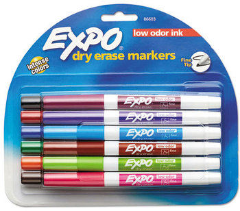 EXPO® Low-Odor Dry-Erase Marker,  Fine Point, Assorted, 12/Set
