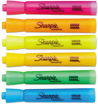 Sharpie® Tank Style Highlighters,  Chisel Tip, Assorted Colors, 12/Pk