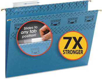 Smead™ TUFF® Hanging Folders with Easy Slide™ Tab Letter Size, 1/3-Cut Tabs, Blue, 18/Box