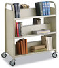 A Picture of product SAF-5357SA Safco® Steel Book Cart Double-Sided Metal, 6 Shelves, 300 lb Capacity, 36" x 18.5" 43.5", Sand