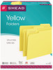 A Picture of product SMD-12943 Smead™ Colored File Folders 1/3-Cut Tabs: Assorted, Letter Size, 0.75" Expansion, Yellow, 100/Box