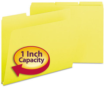 Smead™ Expanding Recycled Heavy Pressboard Folders 1/3-Cut Tabs: Assorted, Letter Size, 1" Expansion, Yellow, 25/Box