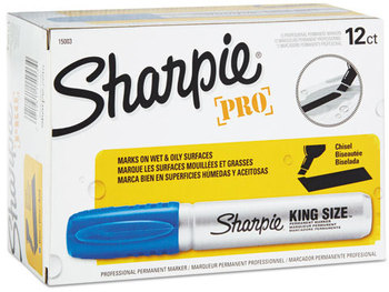 Sharpie® King Size™ Permanent Marker,  Chisel Tip, Blue, Dozen