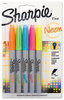 A Picture of product SAN-1860443 Sharpie® Neon Permanent Markers,  Assorted, 5/Pack