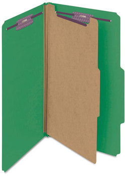 Smead™ Four-Section Colored Pressboard Top Tab Classification Folders with SafeSHIELD® Coated Fasteners Four 1 Divider, Legal Size, Green, 10/Box