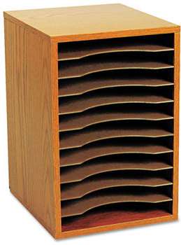 Safco® Vertical Desktop Sorter,  11 Sections 10 5/8 x 11 7/8 x 16, Medium Oak