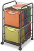 A Picture of product SAF-5212BL Safco® Onyx™ Mesh Mobile Double File Metal, 1 Shelf, 2 Drawers, 15.75" x 17" 27", Black