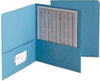 A Picture of product SMD-87852 Smead™ Two-Pocket Folders Folder, Embossed Leather Grain Paper, 100-Sheet Capacity, 11 x 8.5, Blue, 25/Box