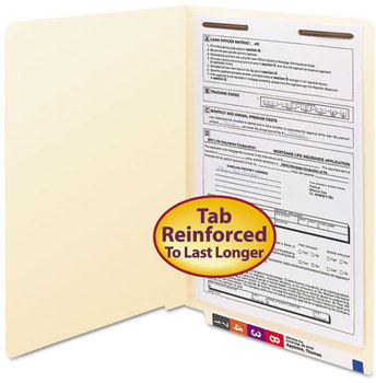 Smead™ Manila End Tab Fastener Folders with Reinforced Tabs Straight 11-pt 1 Legal Size, Exterior, 50/Box
