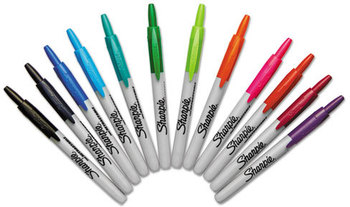 Sharpie® Retractable Permanent Marker,  Fine Point, Asstd., 12/Set