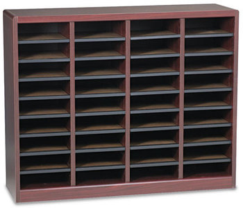 Safco® E-Z Stor® Wood Literature Organizers,  36 Sections, 40 x 11 3/4 x 32 1/2, Mahogany