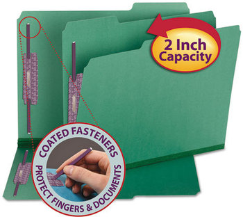 Smead™ Colored Pressboard Fastener Folders with SafeSHIELD® Coated Fasteners 2" Expansion, 2 Letter Size, Green, 25/Box