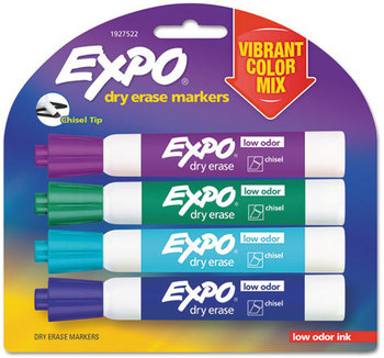 EXPO® Dry Erase Marker,  Chisel Tip, Vibrant Color Mix, 4/Pack