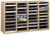 A Picture of product SAF-9424MO Safco® Adjustable Compartment Wood Literature Organizers,  36 Sections, 39 1/4 x 11 3/4 x 24, Medium Oak