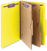 A Picture of product SMD-19084 Smead™ Six-Section Pressboard Top Tab Pocket-Style Classification Folders with SafeSHIELD® Coated Fasteners 6-Section Pocket 6 2 Dividers, Legal Size, Yellow, 10/Box