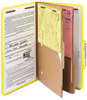 A Picture of product SMD-19084 Smead™ Six-Section Pressboard Top Tab Pocket-Style Classification Folders with SafeSHIELD® Coated Fasteners 6-Section Pocket 6 2 Dividers, Legal Size, Yellow, 10/Box