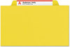 A Picture of product SMD-19084 Smead™ Six-Section Pressboard Top Tab Pocket-Style Classification Folders with SafeSHIELD® Coated Fasteners 6-Section Pocket 6 2 Dividers, Legal Size, Yellow, 10/Box