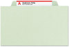 A Picture of product SMD-13776 Smead™ Pressboard Classification Folders with SafeSHIELD® Coated Fasteners Four 2/5-Cut Tabs, 1 Divider, Letter Size, Gray-Green, 10/Box