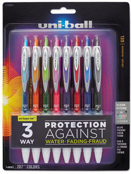 uni-ball® Signo 207™ Retractable Gel Pen,  Assorted Ink, Medium, 8/Set