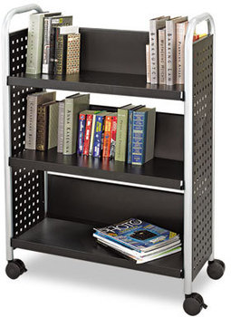 Safco® Scoot™ Book Cart Single-Sided Metal, 3 Shelves, 33" x 14.25" 44.25", Black