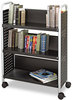 A Picture of product SAF-5336BL Safco® Scoot™ Book Cart Single-Sided Metal, 3 Shelves, 33" x 14.25" 44.25", Black
