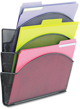 Safco® Onyx™ Magnetic Mesh Panel Accessories 3 File Pocket, 13 x 4.25 13.5. Black