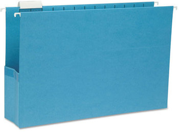 Smead™ Hanging Pockets with Full-Height Gusset 1 Section, 3" Capacity, Legal Size, 1/5-Cut Tabs, Sky Blue, 25/Box