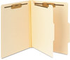 A Picture of product SMD-13700 Smead™ Manila Four- and Six-Section Top Tab Classification Folders Four-Section 2" Expansion, 1 Divider, 4 Fasteners, Letter Size, 10/Box
