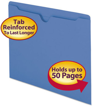 Smead™ Colored File Jackets with Reinforced Double-Ply Tab Straight Letter Size, Blue, 100/Box