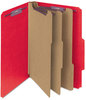 A Picture of product SMD-14095 Smead™ Eight-Section Colored Pressboard Top Tab Classification Folders with SafeSHIELD® Coated Fasteners 8 3 Dividers, Letter Size, Bright Red, 10/Box