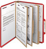 A Picture of product SMD-14095 Smead™ Eight-Section Colored Pressboard Top Tab Classification Folders with SafeSHIELD® Coated Fasteners 8 3 Dividers, Letter Size, Bright Red, 10/Box