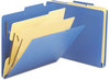 A Picture of product SMD-14045 Smead™ Six-Section Poly Classification Folders 2" Expansion, 2 Dividers, 6 Fasteners, Letter Size, Blue Exterior, 10/Box