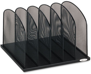 Safco® Onyx™ Mesh Desk Organizer with Upright Sections 5 Letter to Legal Size Files, 12.5" x 11.25" 8.25", Black
