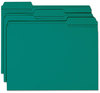 A Picture of product SMD-13134 Smead™ Reinforced Top Tab Colored File Folders 1/3-Cut Tabs: Assorted, Letter Size, 0.75" Expansion, Teal, 100/Box