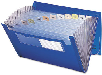 Smead™ Expanding File With Color Tab Inserts 9" Expansion, 12 Sections, Elastic Cord Closure, 1/12-Cut Tabs, Letter Size, Blue