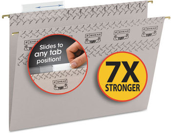 Smead™ TUFF® Hanging Folders with Easy Slide™ Tab Letter Size, 1/3-Cut Tabs, Steel Gray, 18/Box