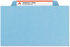 A Picture of product SMD-13730 Smead™ Four-Section Colored Pressboard Top Tab Classification Folders with SafeSHIELD® Coated Fasteners Four 1 Divider, Letter Size, Blue, 10/Box