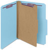 A Picture of product SMD-13730 Smead™ Four-Section Colored Pressboard Top Tab Classification Folders with SafeSHIELD® Coated Fasteners Four 1 Divider, Letter Size, Blue, 10/Box