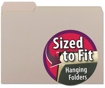 Smead™ Interior File Folders 1/3-Cut Tabs: Assorted, Letter Size, 0.75" Expansion, Gray, 100/Box