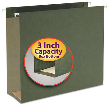 Smead™ Box Bottom Hanging File Folders 3" Capacity, Letter Size, Standard Green, 25/Box