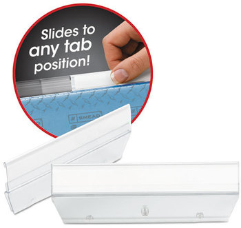 Smead™ Easy Slide™ Hanging Folder Tab 1/3-Cut, White/Clear, 3.5" Wide, 18/Pack