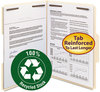 A Picture of product SMD-14547 Smead™ Top Tab Fastener Folders Recycled 1/3-Cut Tabs: Assorted, 0.75" Expansion, 2 Fasteners, Letter Size, Manila Exterior, 50/Box