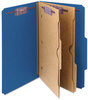 A Picture of product SMD-19077 Smead™ Six-Section Pressboard Top Tab Pocket-Style Classification Folders with SafeSHIELD® Coated Fasteners 6-Section Pocket 6 2 Dividers, Legal Size, Dark Blue, 10/Box