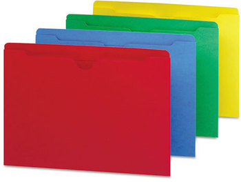 Smead™ Colored File Jackets with Reinforced Double-Ply Tab Straight Letter Size, Assorted Colors, 100/Box