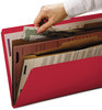 A Picture of product SMD-14082 Smead™ Six-Section Pressboard Top Tab Pocket-Style Classification Folders with SafeSHIELD® Coated Fasteners 6-Section Pocket 6 2 Dividers, Letter Size, Bright Red,10/BX