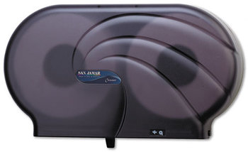 San Jamar® Twin Jumbo Bath Tissue Dispenser,  Oceans, 19 x 5 1/4 x 12, Black Pearl